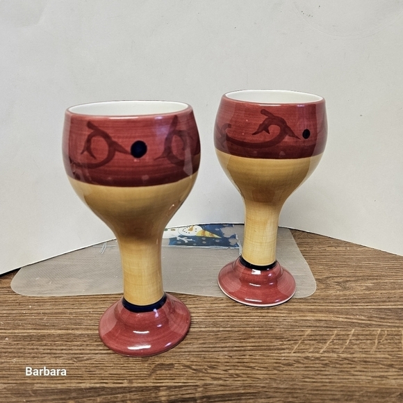 Living Art Other - 2 Living Art Handpainted Pottery Goblets